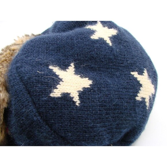 Trapper Bomber Hat Winter Essencial Caps Faux Fur Knit American Flag Stars Unise - Picture 6 of 11